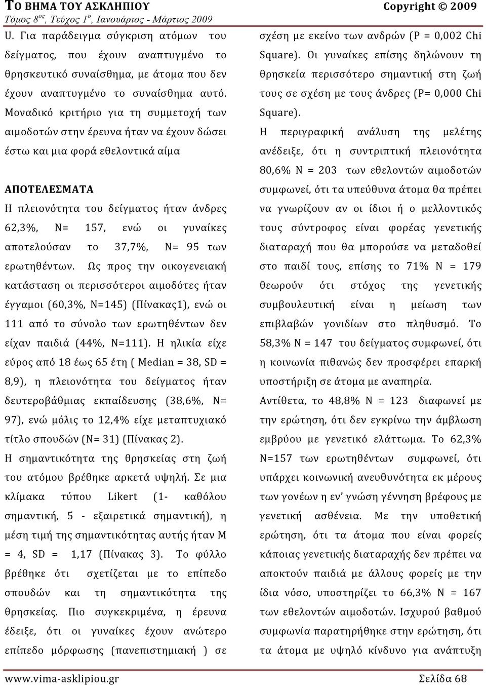 αποτελούσαν το 37,7%, Ν= 95 των ερωτηθέντων.