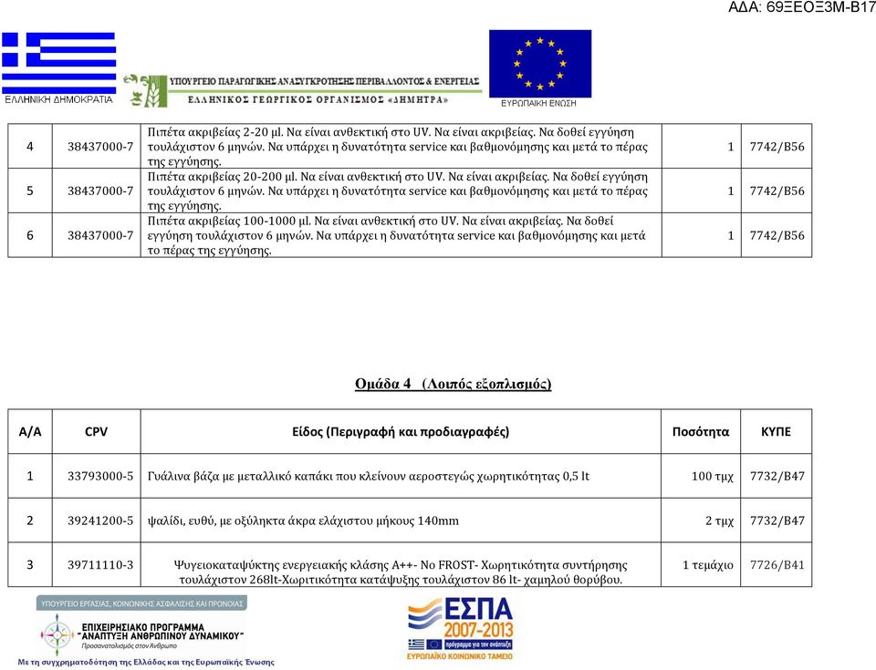 Να υπάρχει η δυνατότητα service και βαθμονόμησης και μετά το πέρας της εγγύησης. Πιπέτα ακριβείας 100-1000 μl. Να είναι ανθεκτική στο UV. Να είναι ακριβείας. Να δοθεί εγγύηση τουλάχιστον 6 μηνών.