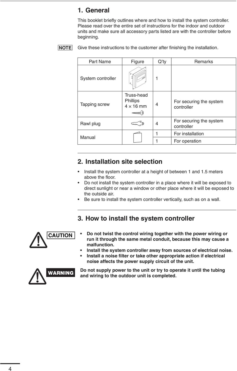 NOTE Give these instructions to the customer after fi nishing the installation.