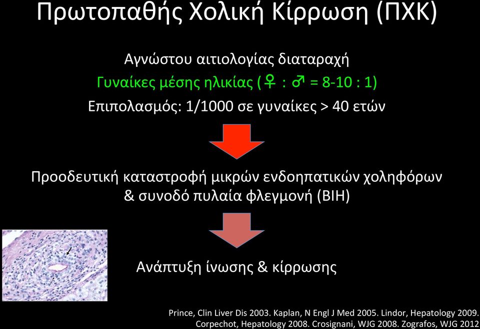 συνοδό πυλαία φλεγμονή (BIH) Ανάπτυξη ίνωσης & κίρρωσης Prince, Clin Liver Dis 2003.