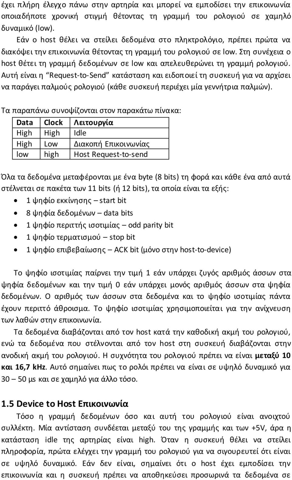 Στη συνέχεια ο host θέτει τη γραμμή δεδομένων σε low και απελευθερώνει τη γραμμή ρολογιού.