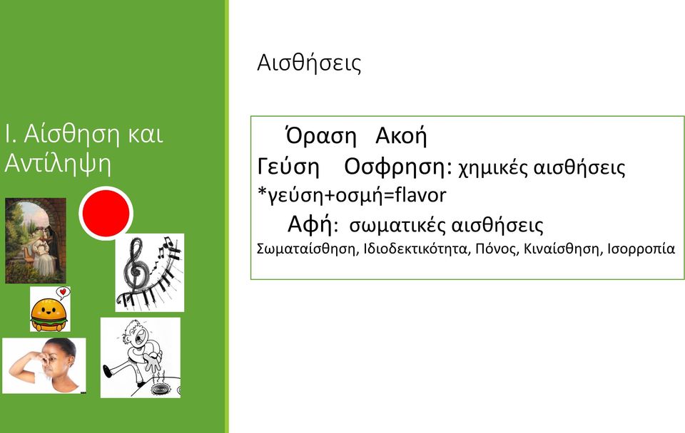 Οσφρηση: χημικές αισθήσεις *γεύση+οσμή=flavor