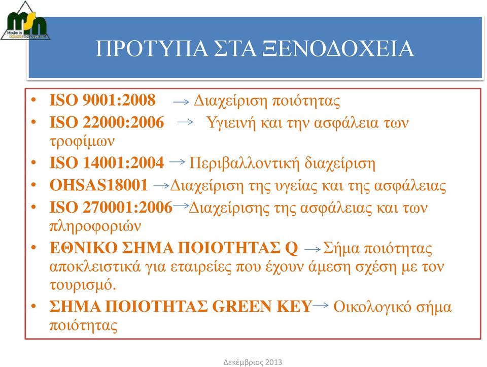 270001:2006 Διαχείρισης της ασφάλειας και των πληροφοριών ΕΘΝΙΚΟ ΣΗΜΑ ΠΟΙΟΤΗΤΑΣ Q Σήμα ποιότητας