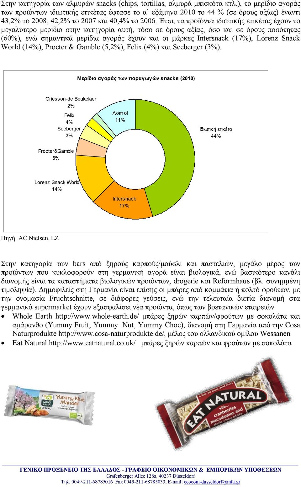 Έτσι, τα προϊόντα ιδιωτικής ετικέτας έχουν το μεγαλύτερο μερίδιο στην κατηγορία αυτή, τόσο σε όρους αξίας, όσο και σε όρους ποσότητας (60%), ενώ σημαντικά μερίδια αγοράς έχουν και οι μάρκες