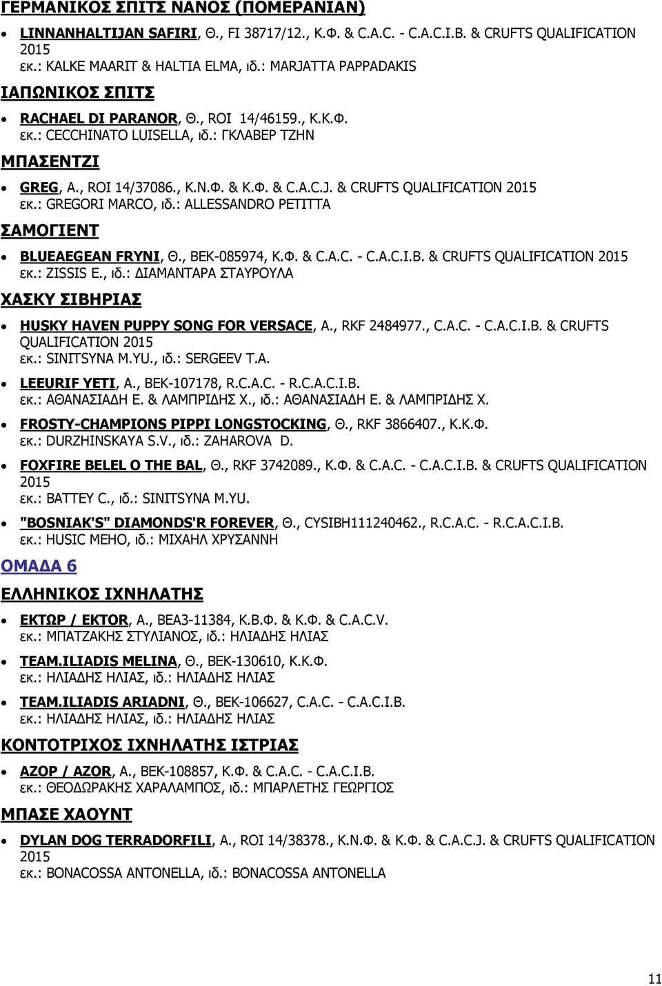 : GREGORI MARCO, ιδ.: ALLESSANDRO PETITTA ΣΑΜΟΓΙΕΝΤ BLUEAEGEAN FRYNI, Θ., BEK-085974, Κ.Φ. & C.A.C. - C.A.C.I.B. & CRUFTS εκ.: ZISSIS E., ιδ.: ΙΑΜΑΝΤΑΡΑ ΣΤΑΥΡΟΥΛΑ ΧΑΣΚΥ ΣΙΒΗΡΙΑΣ HUSKY HAVEN PUPPY SONG FOR VERSACE, Α.