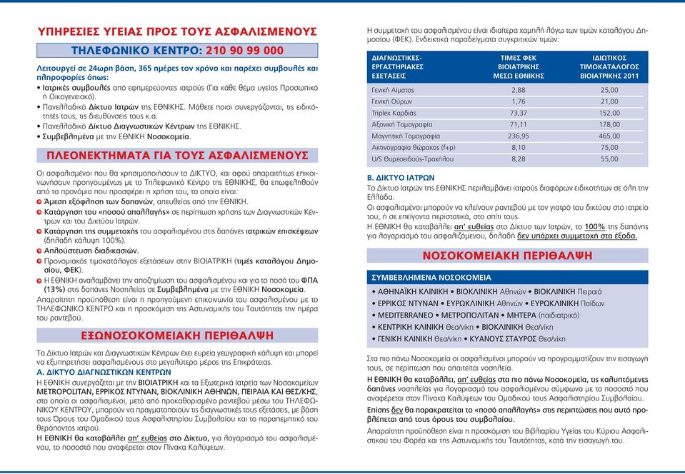 Συμβεβλημένα με την ΕΘΝΙΚΗ Νοσοκομεία.