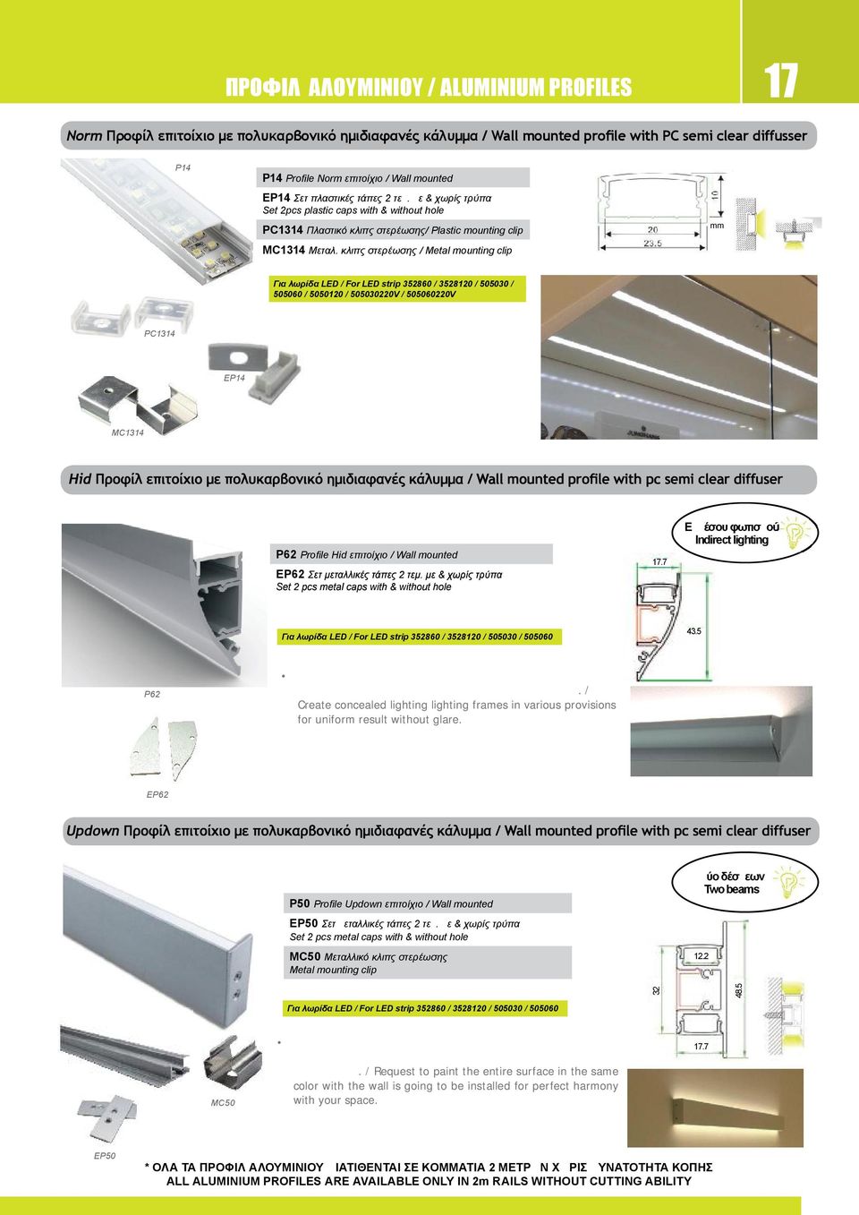 κλιπς στερέωσης / Metal mounting clip Για λωρίδα LED / For LED strip 352 / 3521 / 505030 / 5050 / 50501 / 5050302V / 50502V PC131 EP1 MC131 Εμμέσου φωτισμού Indirect lighting P62 Proﬁle Hid επιτοίχιο