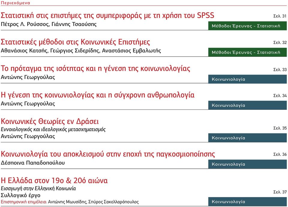 32 Μέθοδοι Έρευνας - Στατιστική Το πρόταγμα της ισότητας και η γένεση της κοινωνιολογίας Αντώνης Γεωργούλας Η γένεση της κοινωνιολογίας και η σύγχρονη ανθρωπολογία Αντώνης Γεωργούλας Κοινωνικές