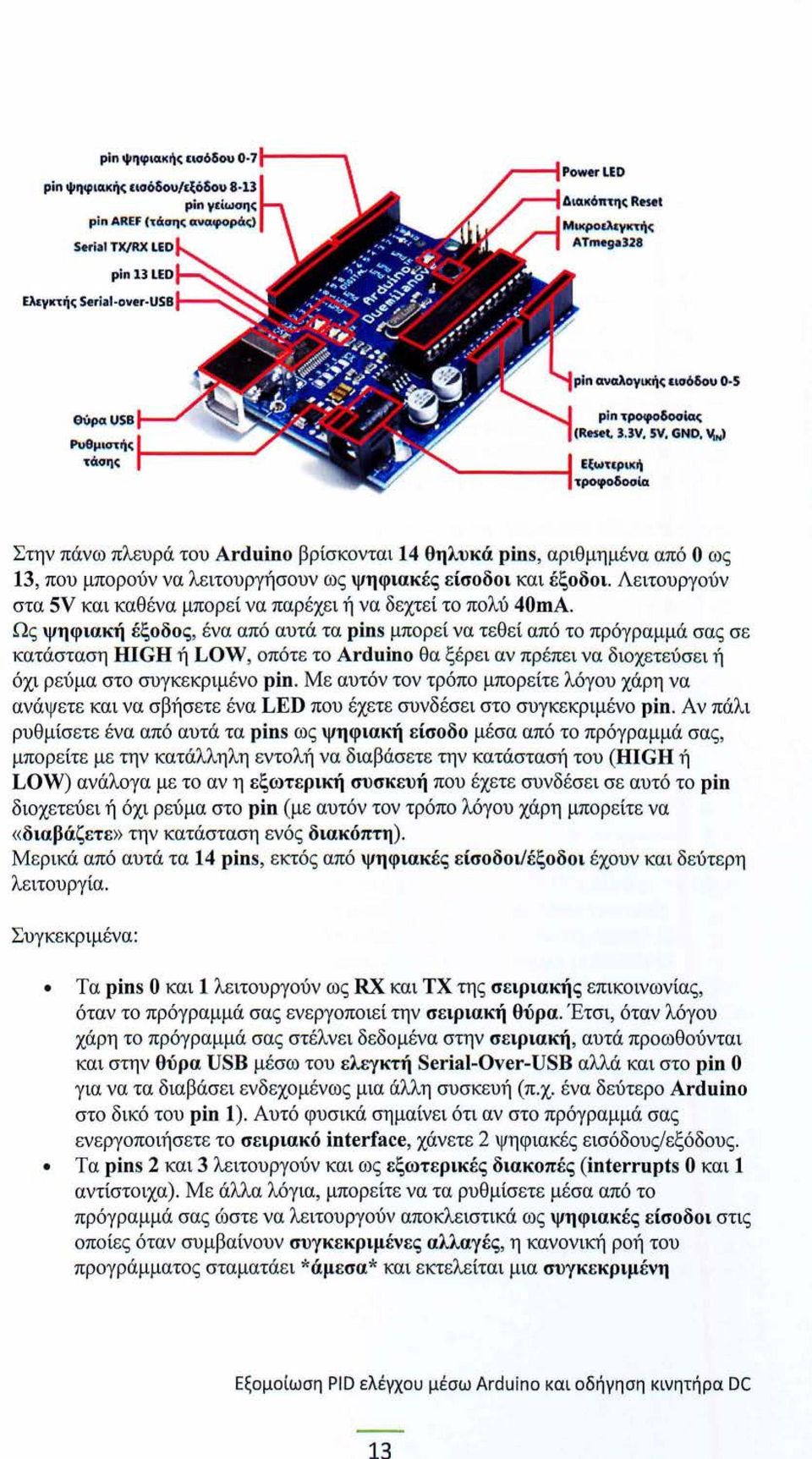 Λειτουργούν στα 5V και καθένα μπορ ε ί να παρ έχει ή να δεχτεί το πολύ 40mA.