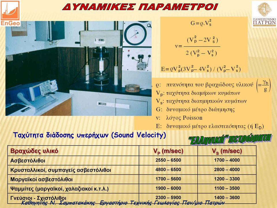 4800 6500 2800 4000 Μαργαϊκοί ασβεστόλιθοι 1700 5600 1200 3300 Ψαμμίτες