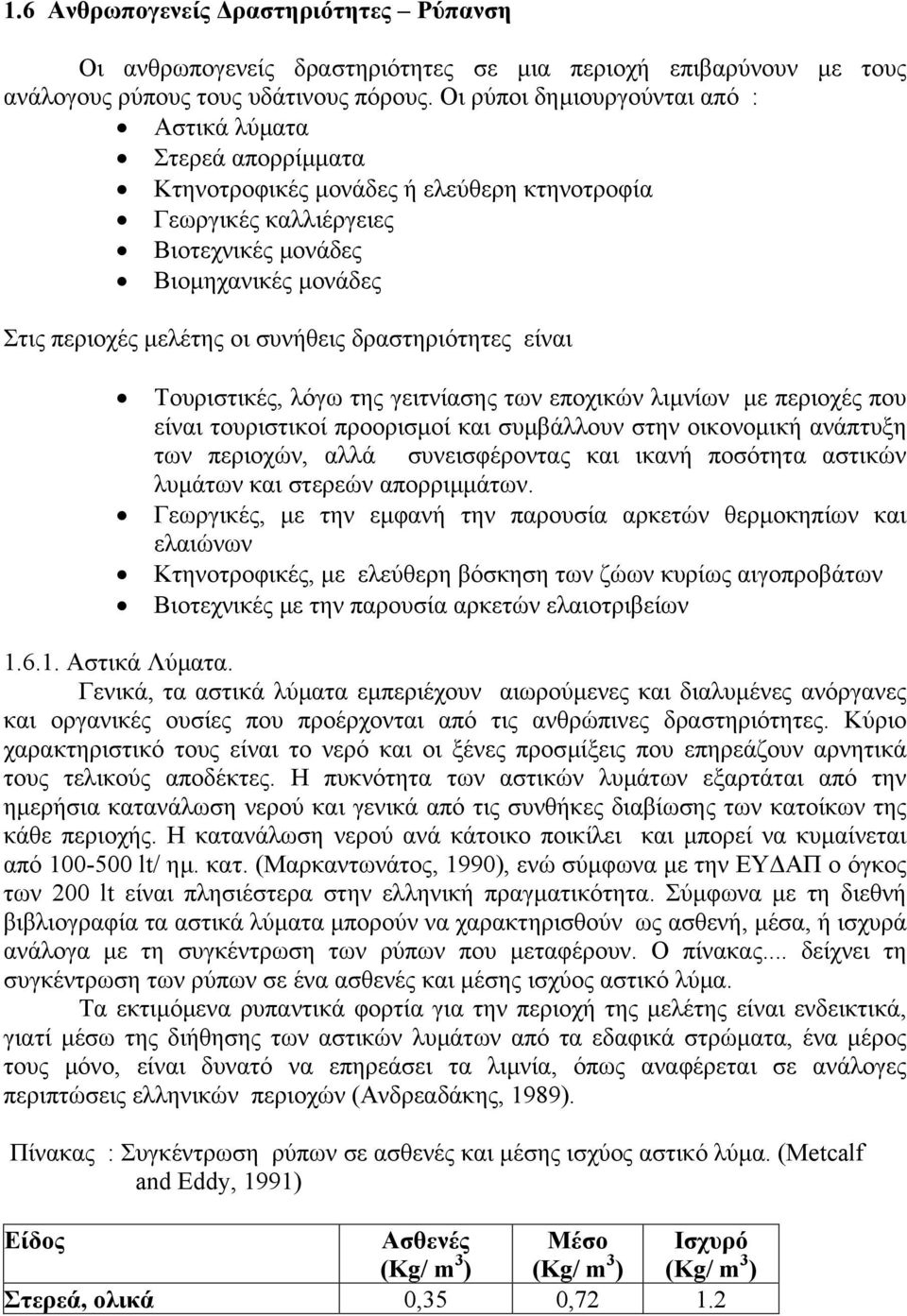 συνήθεις δραστηριότητες είναι Τουριστικές, λόγω της γειτνίασης των εποχικών λιµνίων µε περιοχές που είναι τουριστικοί προορισµοί και συµβάλλουν στην οικονοµική ανάπτυξη των περιοχών, αλλά