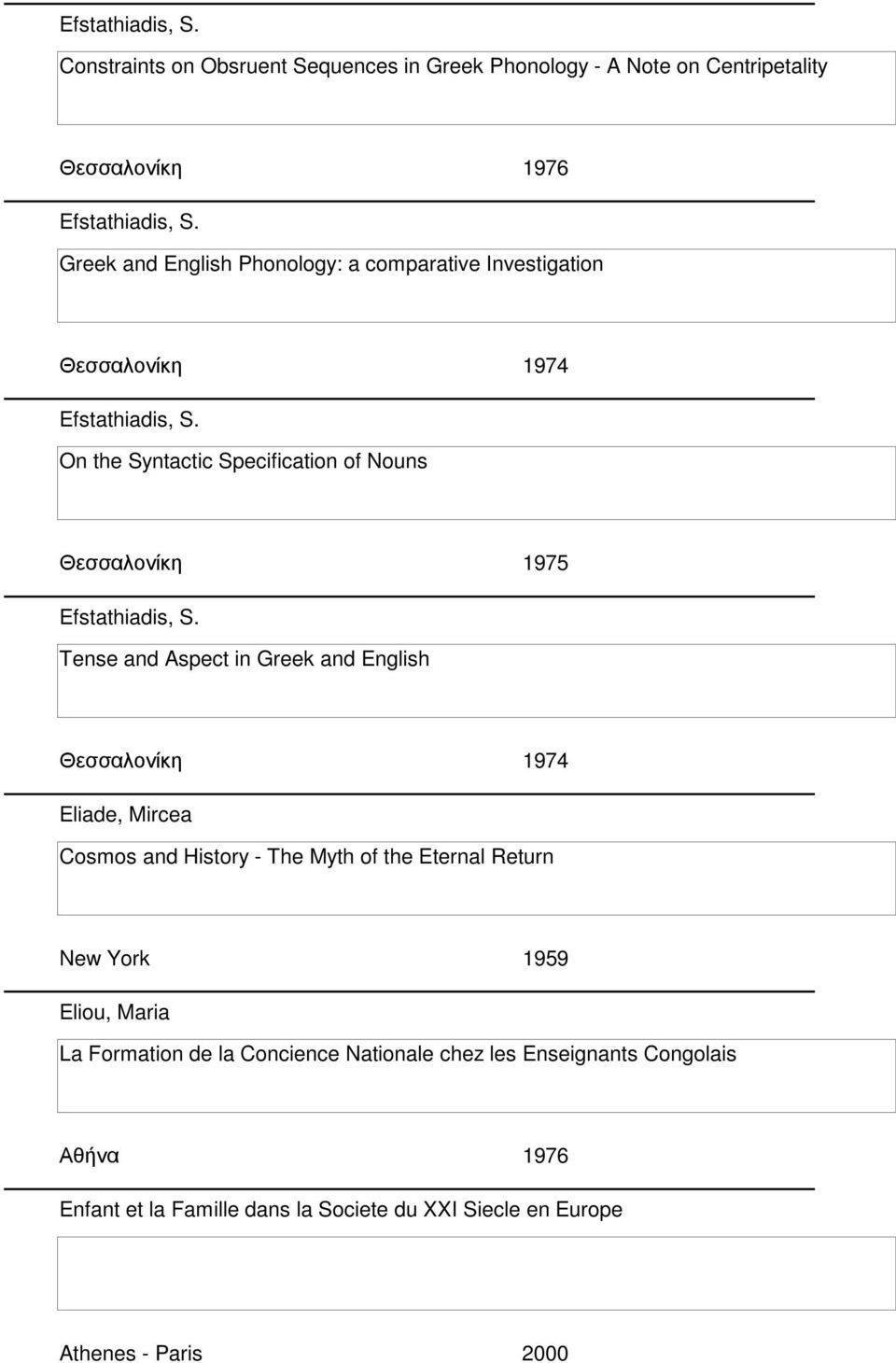 On the Syntactic Specification of Nouns Θεσσαλονίκη 1975 Efstathiadis, S.