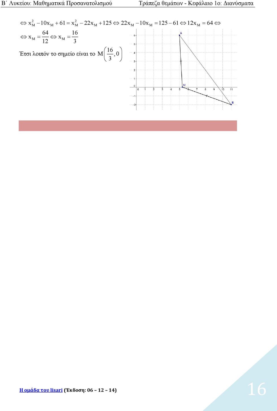 64 6 M x M 3 Έτσι λοιπόν το σημείο είναι