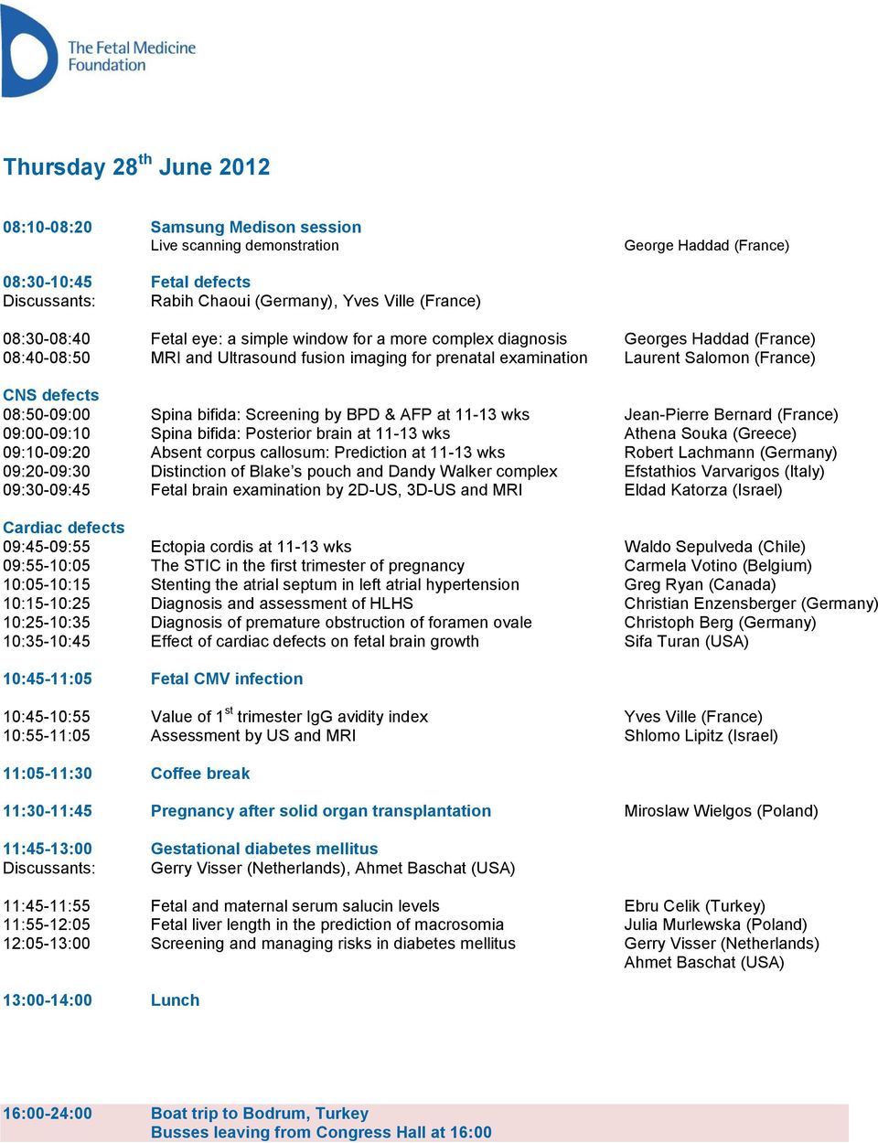 08:50-09:00 Spina bifida: Screening by BPD & AFP at 11-13 wks Jean-Pierre Bernard (France) 09:00-09:10 Spina bifida: Posterior brain at 11-13 wks Athena Souka (Greece) 09:10-09:20 Absent corpus