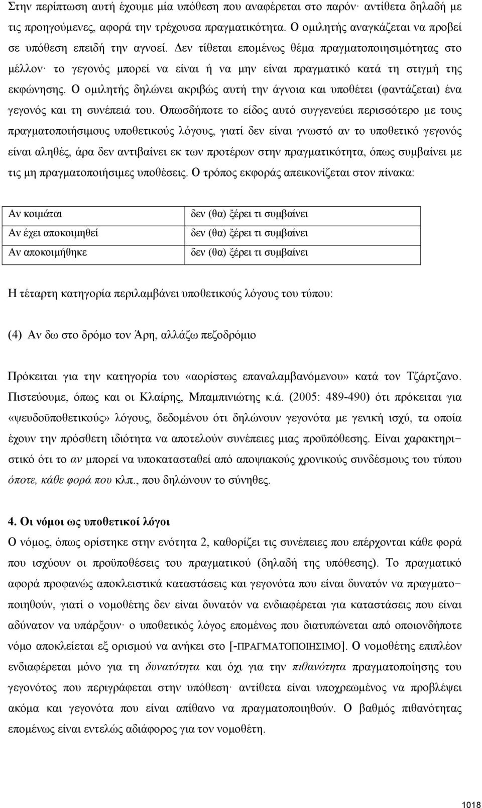 Ο ομιλητής δηλώνει ακριβώς αυτή την άγνοια και υποθέτει (φαντάζεται) ένα γεγονός και τη συνέπειά του.