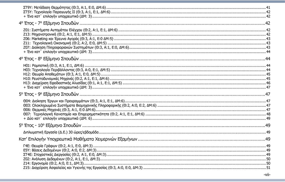 .. 43 Ζ11: Τεχνολογική Οικονομική (Θ:2, Α:2, Ε:0, Μ:5)... 43 Ζ07: ιοίκηση Πληροφοριακών Συστημάτων (Θ:3, Α:1, Ε:0, Μ:6)... 43 + Ένα κατ επιλογήν υποχρεωτικό ( Μ: 3)... 44 4 ο Έτος - 8 ο Εξάμηνο Σπουδών.