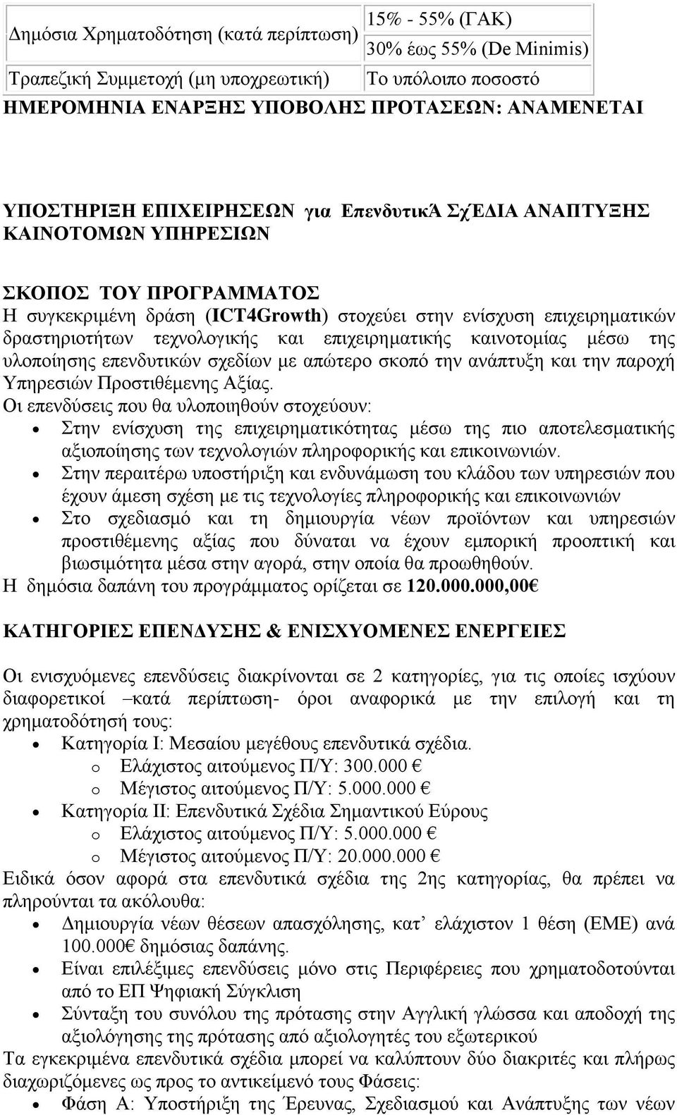 επηρεηξεκαηηθήο θαηλνηνκίαο κέζσ ηεο πινπνίεζεο επελδπηηθψλ ζρεδίσλ κε απψηεξν ζθνπφ ηελ αλάπηπμε θαη ηελ παξνρή Τπεξεζηψλ Πξνζηηζέκελεο Αμίαο.