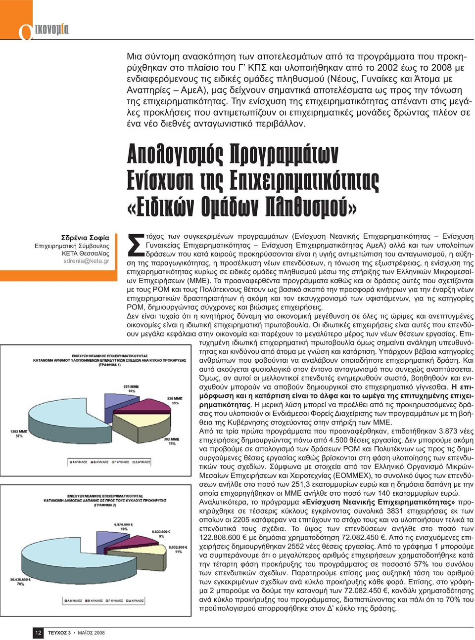 Γυναίκες και Άτομα με Αναπηρίες ΑμεΑ), μας δείχνουν σημαντικά αποτελέσματα ως προς την τόνωση της επιχειρηματικότητας.