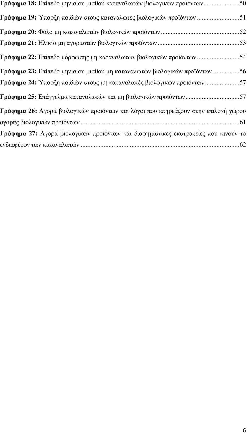 .. 54 Γράφημα 23: Επίπεδο μηνιαίου μισθού μη καταναλωτών βιολογικών προϊόντων... 56 Γράφημα 24: Ύπαρξη παιδιών στους μη καταναλωτές βιολογικών προϊόντων.