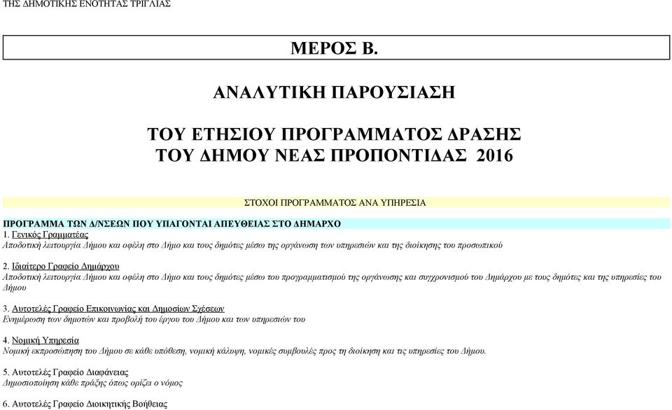 Γενικός Γραμματέας Αποδοτική λειτουργία Δήμου και οφέλη στο Δήμο και τους δημότες μέσω της οργάνωση των υπηρεσιών και της διοίκησης του προσωπικού 2.