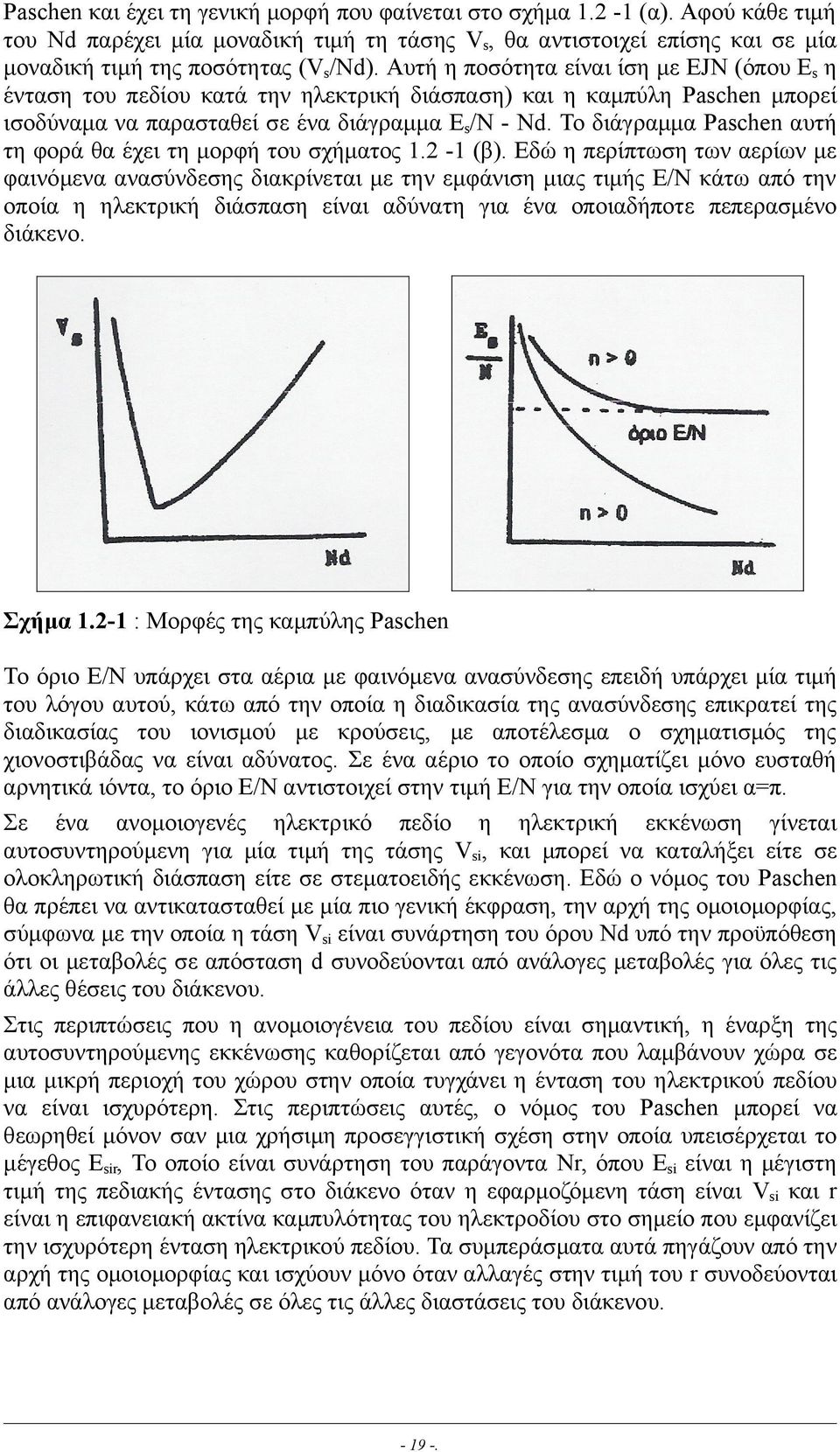 Το διάγραµµα Paschen αυτή τη φορά θα έχει τη µορφή του σχήµατος 1.2-1 (β).