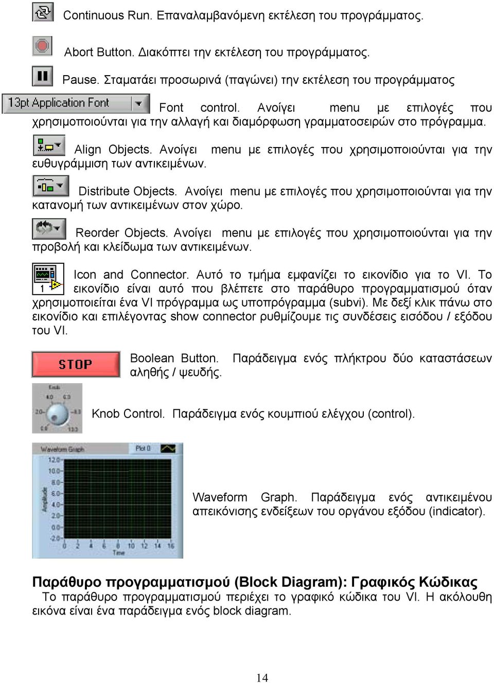 Ανοίγει menu με επιλογές που χρησιμοποιούνται για την ευθυγράμμιση των αντικειμένων. Distribute Objects. Ανοίγει menu με επιλογές που χρησιμοποιούνται για την κατανομή των αντικειμένων στον χώρο.