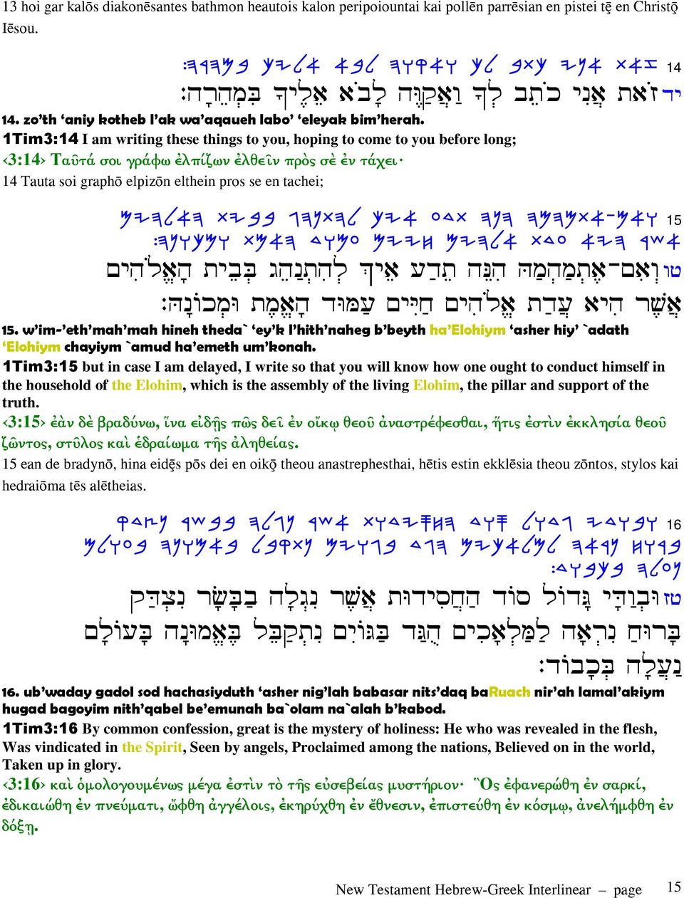 1Tim3:14 I am writing these things to you, hoping to come to you before long; 3:14 Ταῦτά σοι γράφω ἐλπίζων ἐλθεῖν πρὸς σὲ ἐν τάχει 14 Tauta soi graph elpiz n elthein pros se en tachei; MIDL@D ZIAd