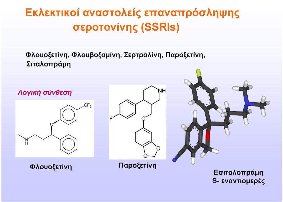 Σερτραλίνη, Παροξετίνη, Σιταλοπράμη Λογική