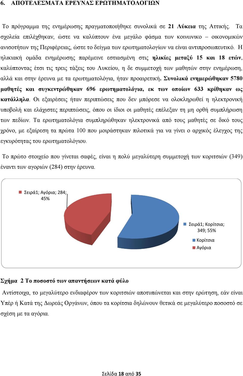 Η ηλικιακή ομάδα ενημέρωσης παρέμεινε εστιασμένη στις ηλικίες μεταξύ 15 και 18 ετών, καλύπτοντας έτσι τις τρεις τάξεις του Λυκείου, η δε συμμετοχή των μαθητών στην ενημέρωση, αλλά και στην έρευνα με