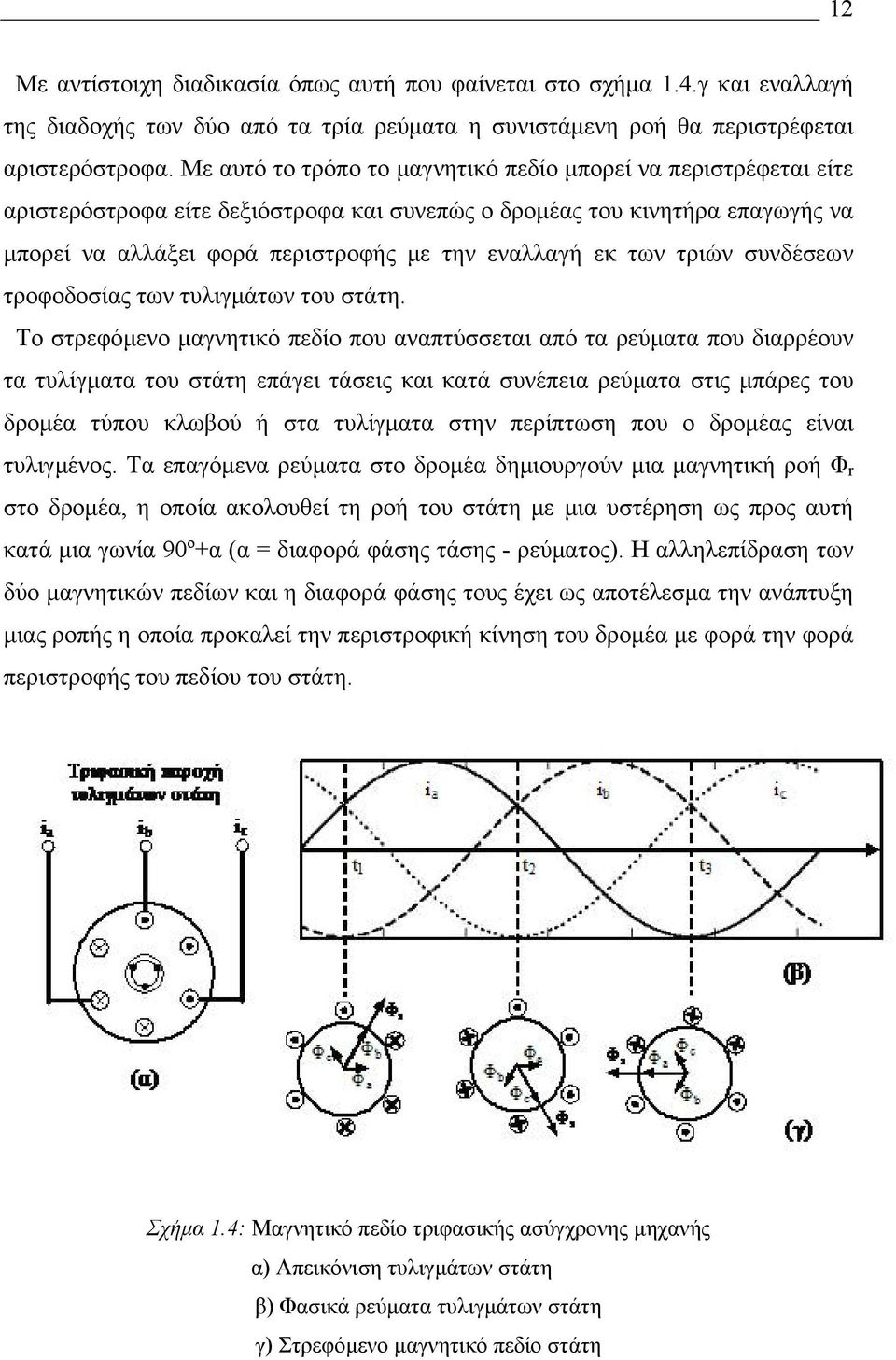 των τριών συνδέσεων τροφοδοσίας των τυλιγμάτων του στάτη.