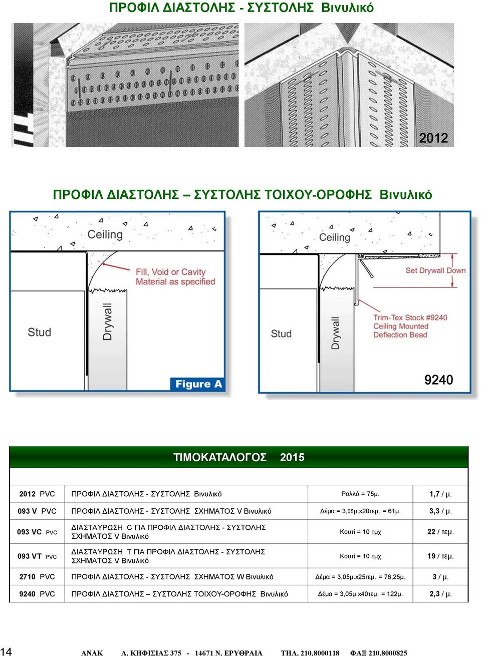 093 VC ΔΙΑΣΤΑΥΡΩΣΗ C ΓΙΑ ΠΡΟΦΙΛ ΔΙΑΣΤΟΛΗΣ - ΣΥΣΤΟΛΗΣ ΣΧΗΜΑΤΟΣ V Βινυλικό Κουτί = 10 τμχ 22 / τεμ.