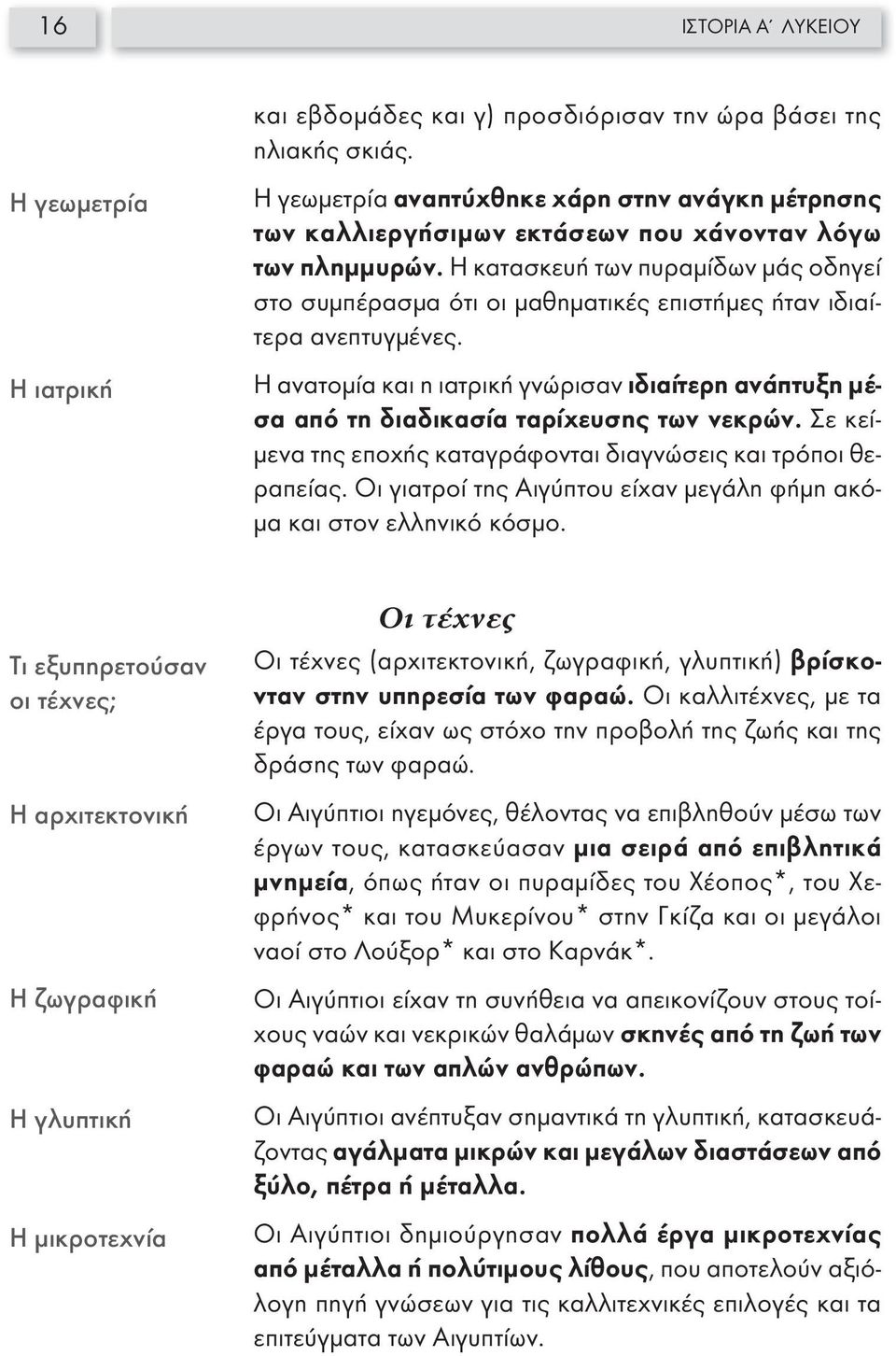 Η κατασκευή των πυραμίδων μάς οδηγεί στο συμπέρασμα ότι οι μαθηματικές επιστήμες ήταν ιδιαίτερα ανεπτυγμένες.