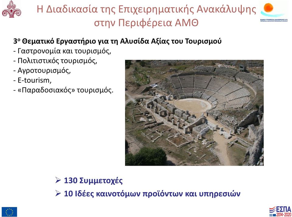 τουρισμός, - Πολιτιστικός τουρισμός, - Αγροτουρισμός, - Ε-tourism, -