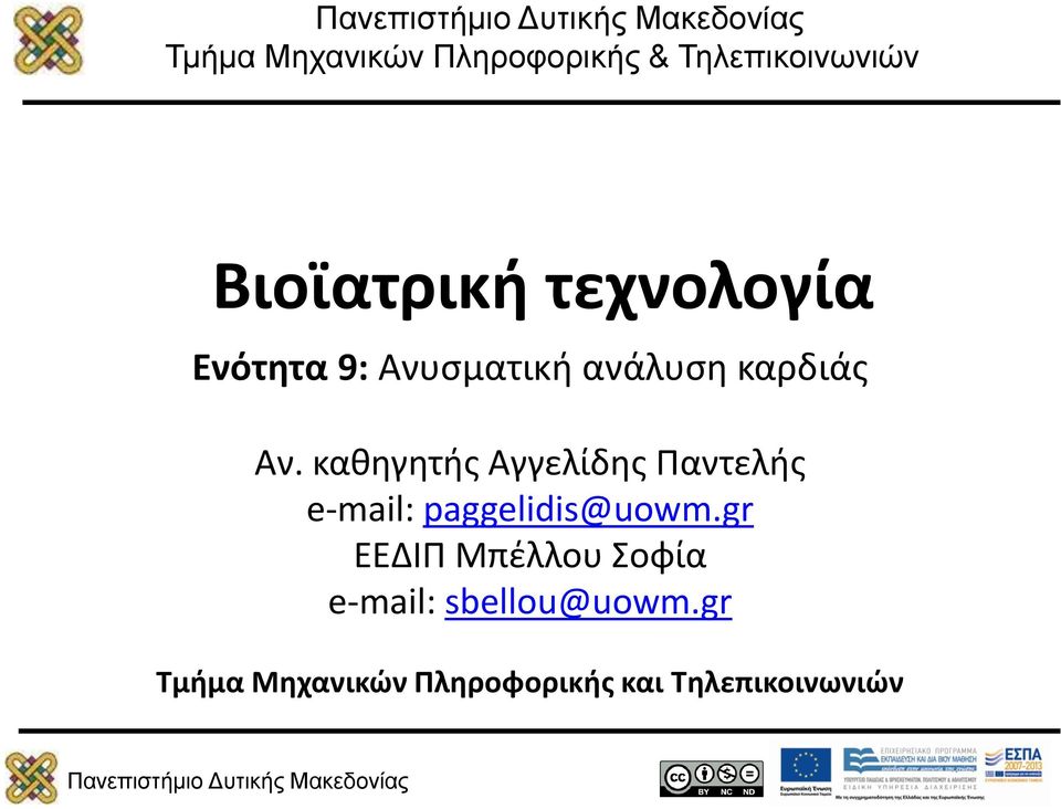 καθηγητής Αγγελίδης Παντελής e-mail: paggelidis@uowm.