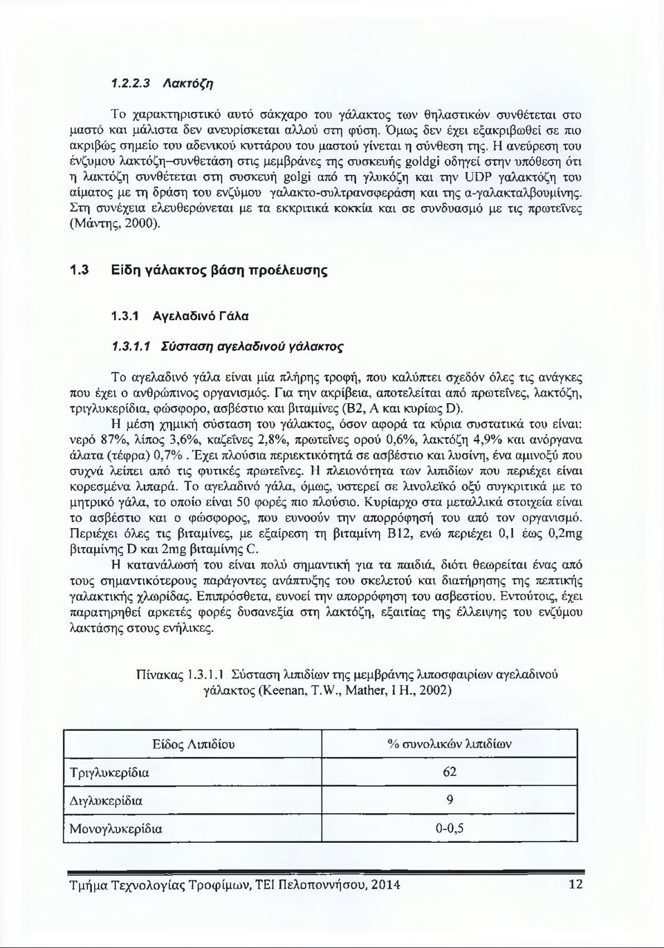 Η ανεύρεση του ένζυμου λακτόζη-συνθετάση στις μεμβράνες της συσκευής goldgi οδηγεί στην υπόθεση ότι η λακτόζη συνθέτεται στη συσκευή golgi από τη γλυκόζη και την UDP γαλακτόζη του αίματος με τη δράση