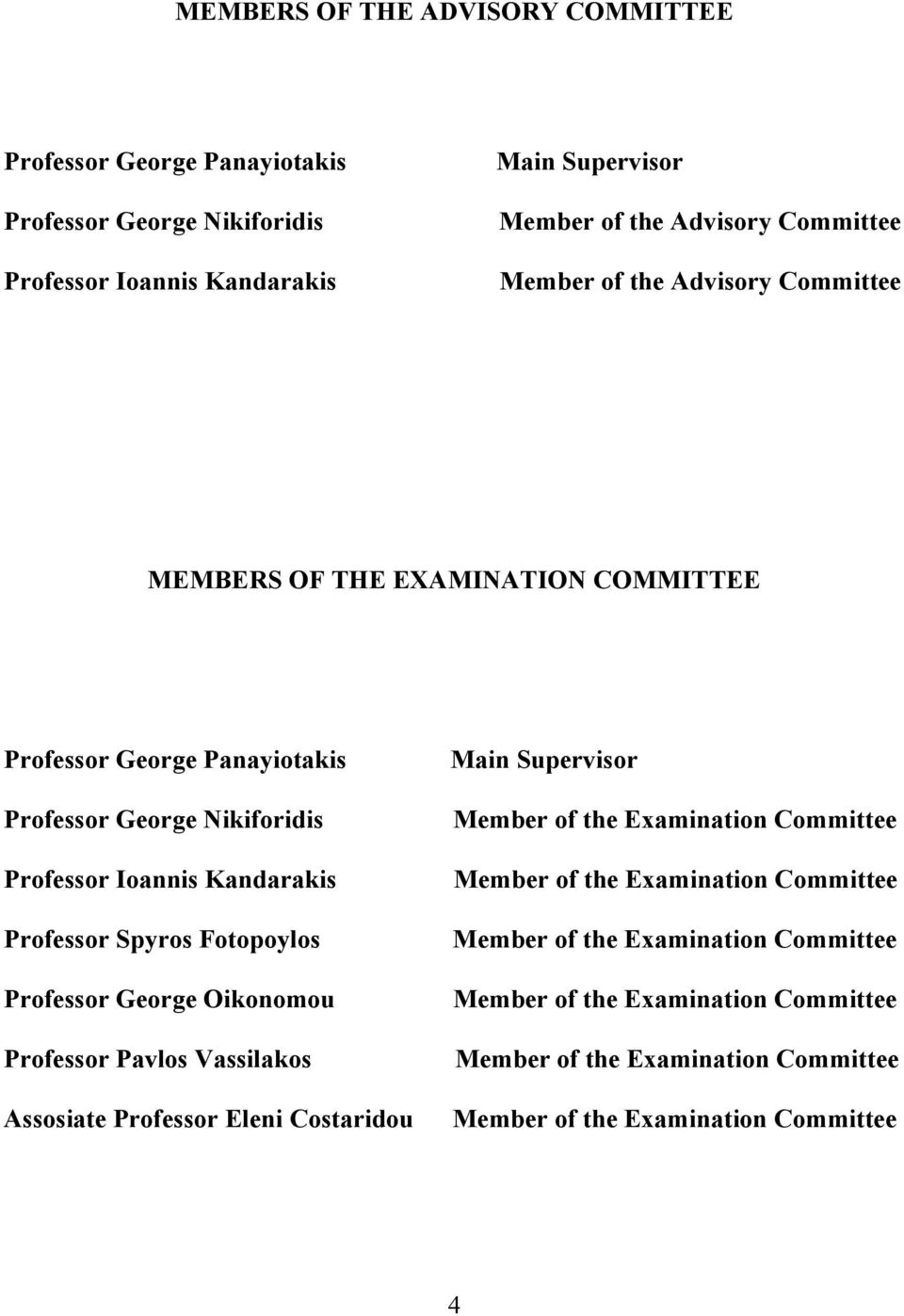 Spyros Fotopoylos Professor George Oikonomou Professor Pavlos Vassilakos Assosiate Professor Eleni Costaridou Main Supervisor Member of the Examination Committee Member