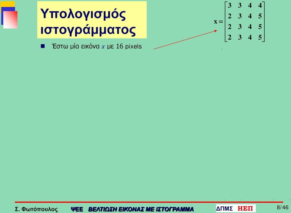 Αν διαιρέσουμε με το άθροισμα των εικονοστοιχείων παίρνουμε το κανονικοποιημένο ιστόγραμμα ή αλλιώς την εκτίμηση πυκνότητας