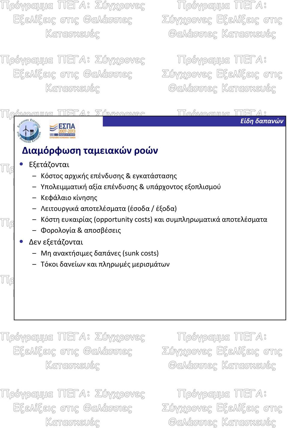 έξοδα) Κόστη ευκαιρίας (opportunity costs) και συμπληρωματικά αποτελέσματα Φορολογία &
