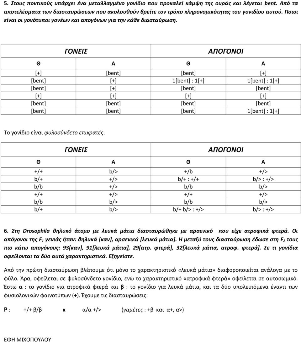 ΓΟΝΕΙΣ ΑΠΟΓΟΝΟΙ Θ Α Θ Α [+] [bent] [bent] [+] [bent] [+] 1[bent] : 1[+] 1[bent] : 1[+] [bent] [+] [bent] [bent] [+] [+] [+] [+] [bent] [bent] [bent] [bent] [bent] [bent] [bent] 1[bent] : 1[+] Το