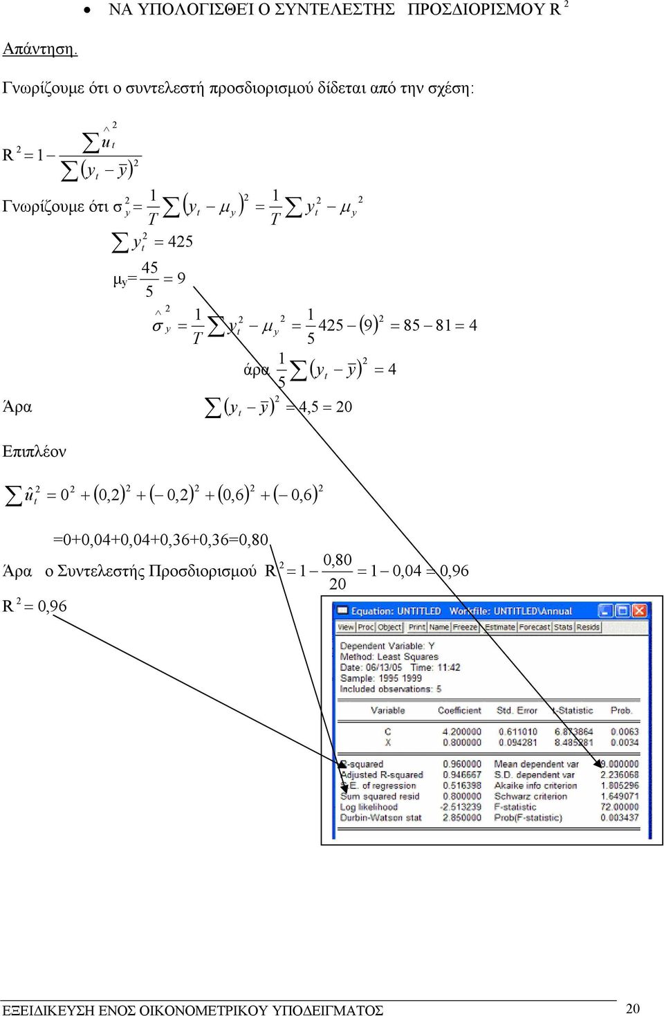 µ T 45 45 µ 9 5 σ T T µ 45 5 άρα ( ) 4 5 Άρα ( ) 4,5 Επιπλέν (,) + (,) + (,6) + (, ) u ˆ