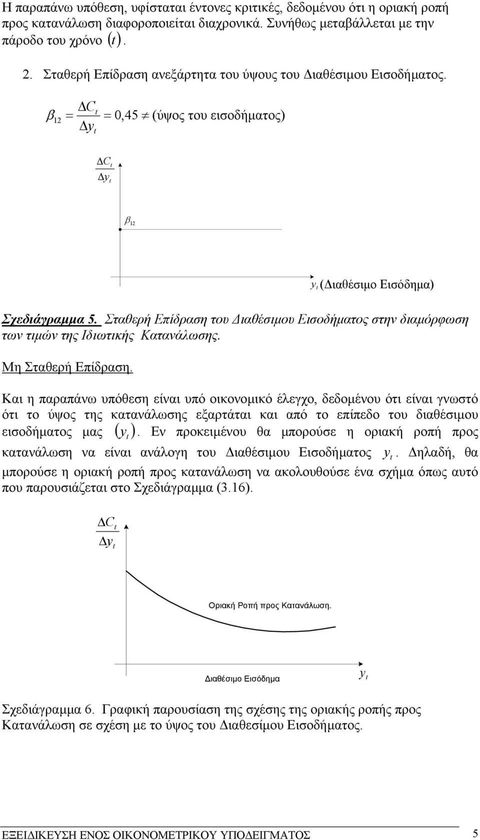 Σταθερή Επίδραση τυ ιαθέσιµυ Εισδήµατς στην διαµόρφωση των τιµών της Ιδιωτικής Κατανάλωσης. Μη Σταθερή Επίδραση.