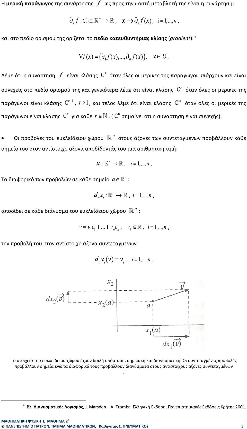 παράγωγοι είναι κλάσης C, r > 1, και τέλος λέμε ότι είναι κλάσης r C όταν όλες οι μερικές της C όταν όλες οι μερικές της r 0 παράγωγοι είναι κλάσης C για κάθε r, ( C σημαίνει ότι η συνάρτηση είναι