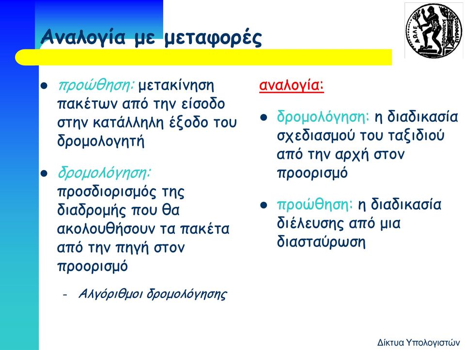 πηγή στον προορισμό αναλογία: δρομολόγηση: η διαδικασία σχεδιασμού του ταξιδιού από την