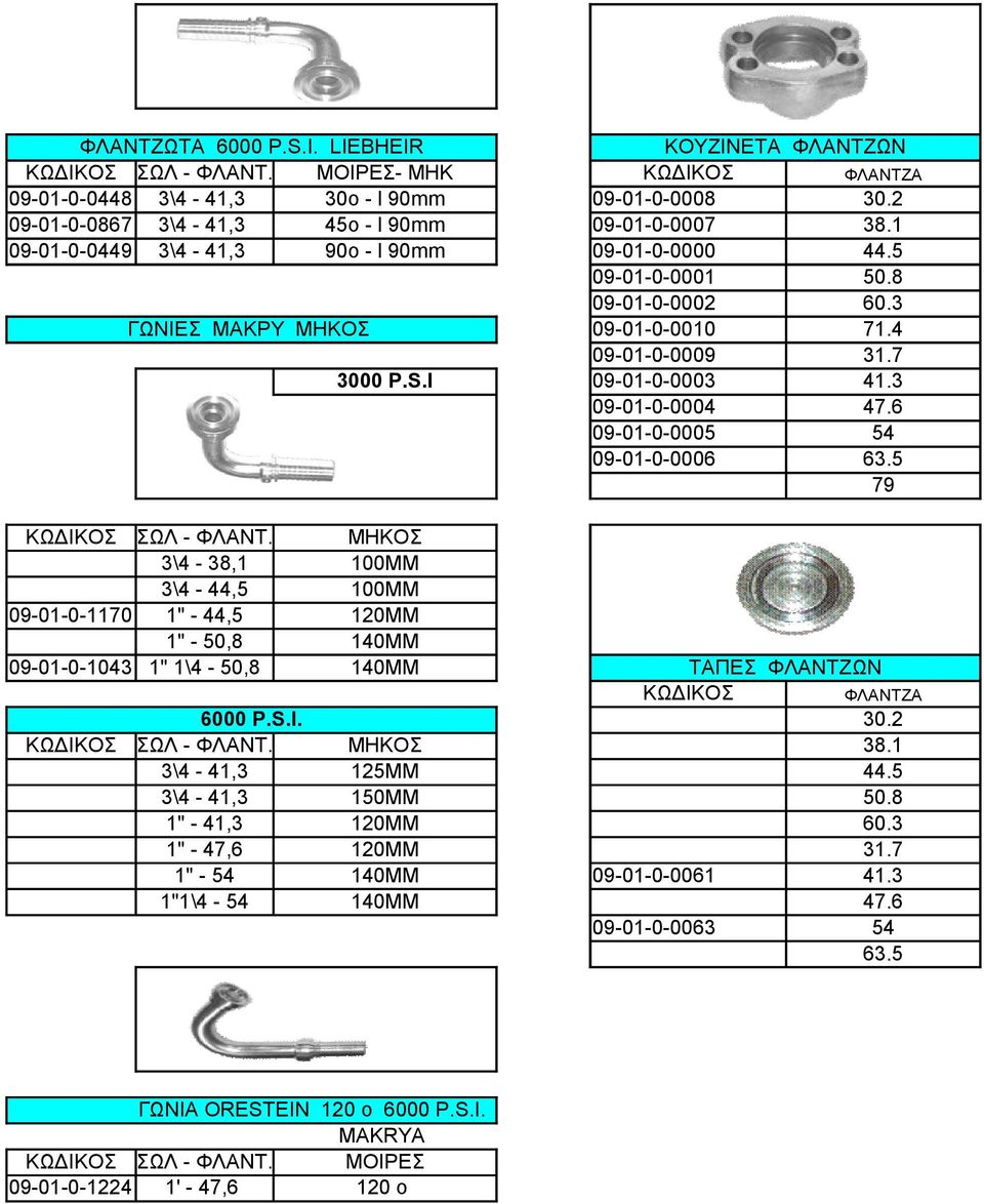 7 3000 P.S.I 09-01-0-0003 41.3 09-01-0-0004 47.6 09-01-0-0005 54 09-01-0-0006 63.5 79 ΚΩΔΙΚΟΣ ΣΩΛ - ΦΛΑΝΤ.