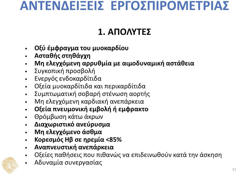 ενδοκαρδίτιδα Οξεία μυοκαρδίτιδα και περικαρδίτιδα Συμπτωματική σοβαρή στένωση αορτής Μη ελεγχόμενη καρδιακή ανεπάρκεια Οξεία