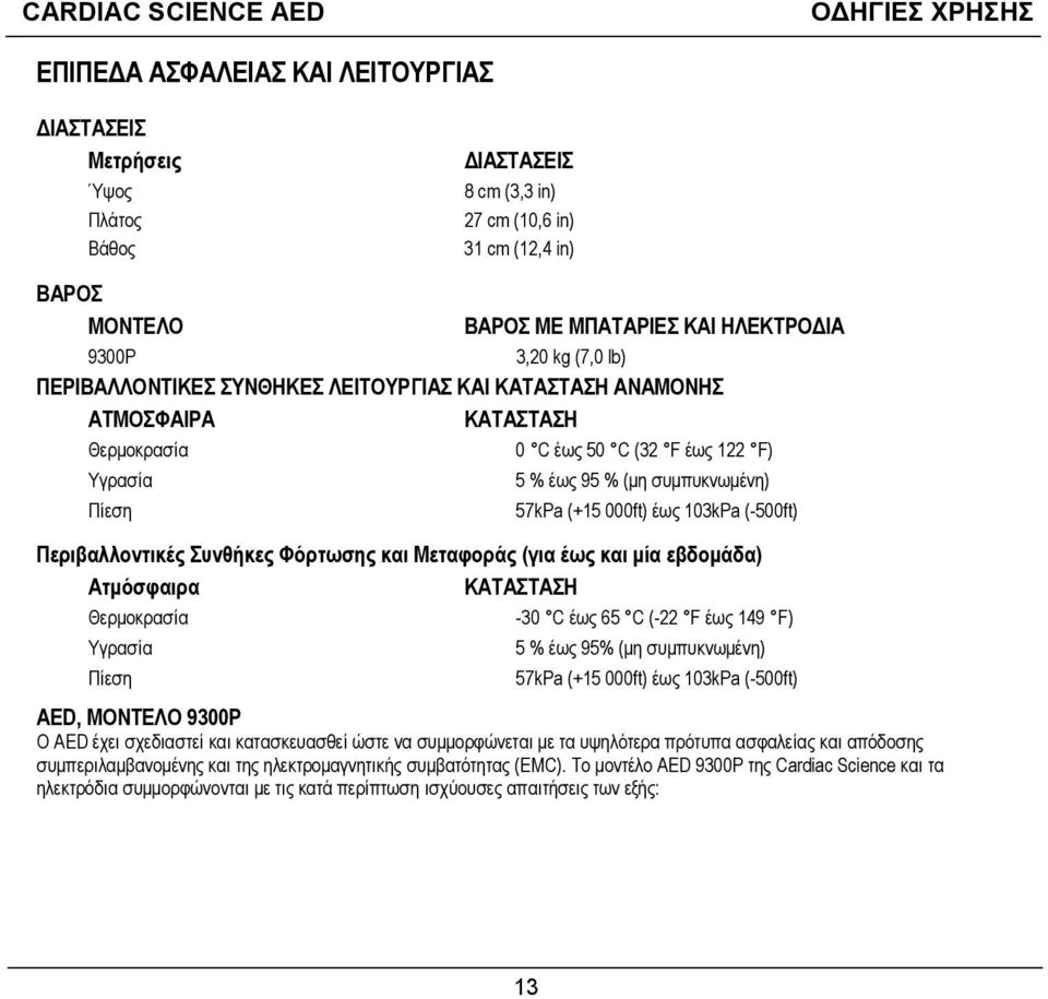 103kPa (-500ft) Περιβαλλοντικές Συνθήκες Φόρτωσης και Μεταφοράς (για έως και μία εβδομάδα) Ατμόσφαιρα ΚΑΤΑΣΤΑΣΗ Θερμοκρασία -30 C έως 65 C (-22 F έως 149 F) Υγρασία 5 % έως 95% (μη συμπυκνωμένη)