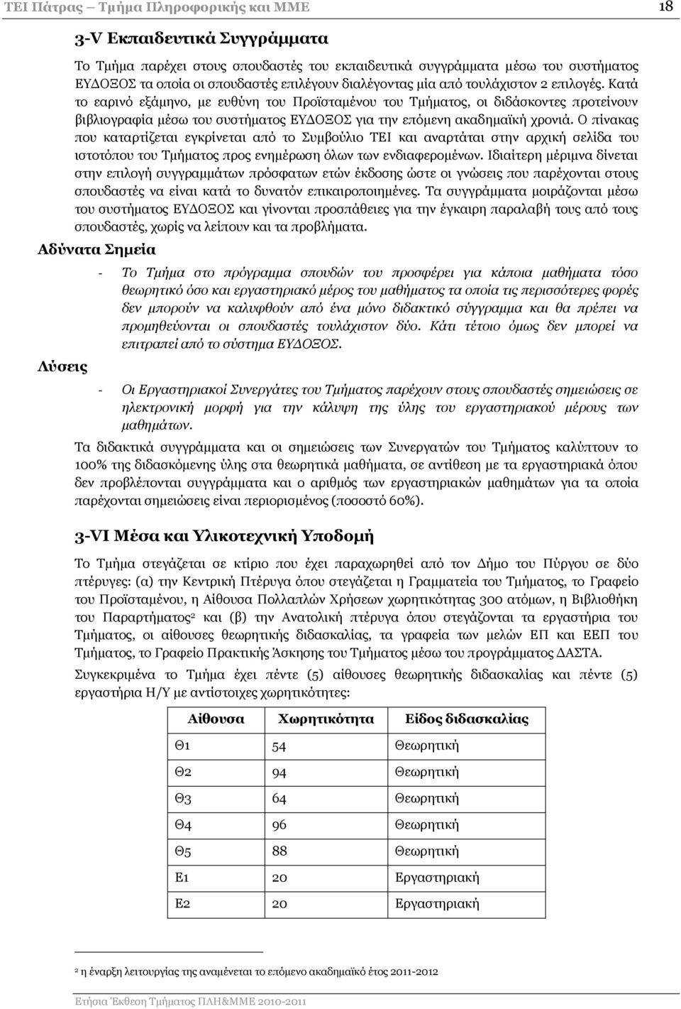 Ο πίνακας που καταρτίζεται εγκρίνεται από το Συμβούλιο ΤΕΙ και αναρτάται στην αρχική σελίδα του ιστοτόπου του Τμήματος προς ενημέρωση όλων των ενδιαφερομένων.