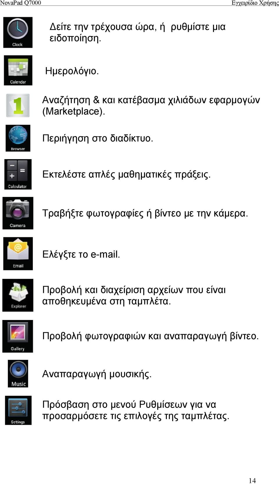 Εκτελέστε απλές μαθηματικές πράξεις. Τραβήξτε φωτογραφίες ή βίντεο με την κάμερα. Ελέγξτε το e-mail.