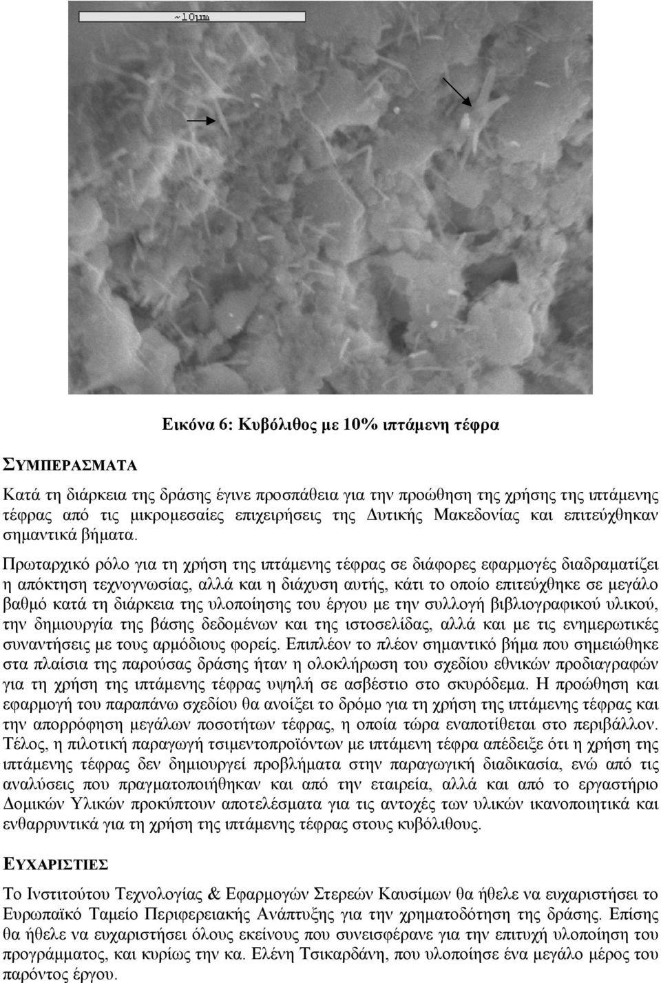 Πρωταρχικό ρόλο για τη χρήση της ιπτάµενης τέφρας σε διάφορες εφαρµογές διαδραµατίζει η απόκτηση τεχνογνωσίας, αλλά και η διάχυση αυτής, κάτι το οποίο επιτεύχθηκε σε µεγάλο βαθµό κατά τη διάρκεια της