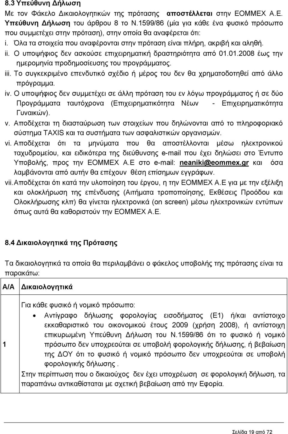 O υποψήφιος δεν ασκούσε επιχειρηματική δραστηριότητα από 01.01.2008 έως την ημερομηνία προδημοσίευσης του προγράμματος. iii.